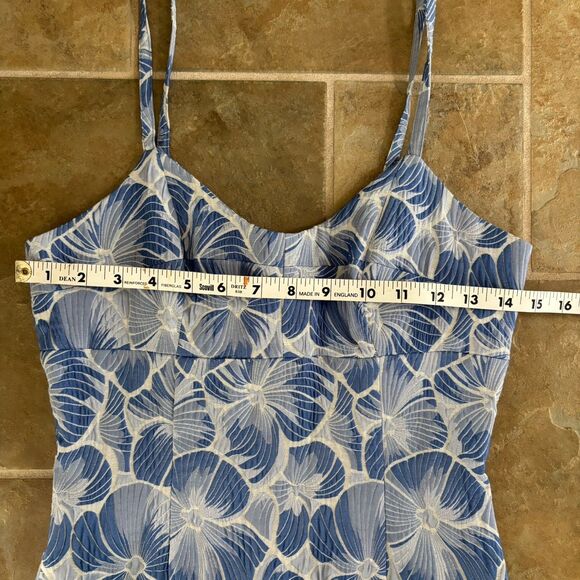 HD In Paris Dress Womens Size 2 Blue Spaghetti Strap Body Con Anthropologie - Picture 3 of 10
